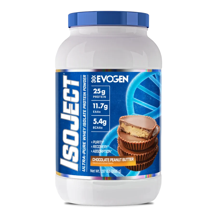 Evogen | IsoJect | Whey Isolate Protein Powder| New Seasonal Flavor | Peppermint Fudge Brownie Flavor | Front Image Bottle Evogen | IsoJect | Whey Isolate Protein Powder| New Seasonal Flavor | Pepperm